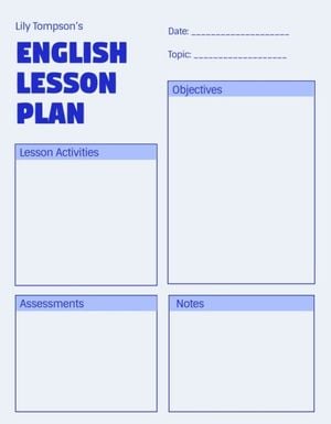 business, student, school, Simple English Lesson Plan Template