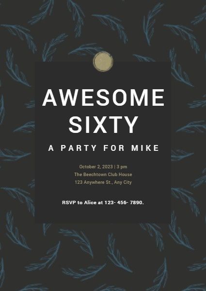anniversary, happy, life, Awesome Sixty Birthday Party Invitation Template