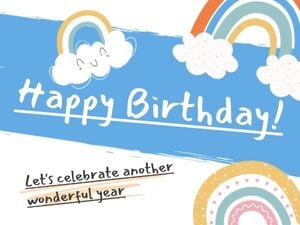 party, happy, life, Rainbow Birthday Card Template