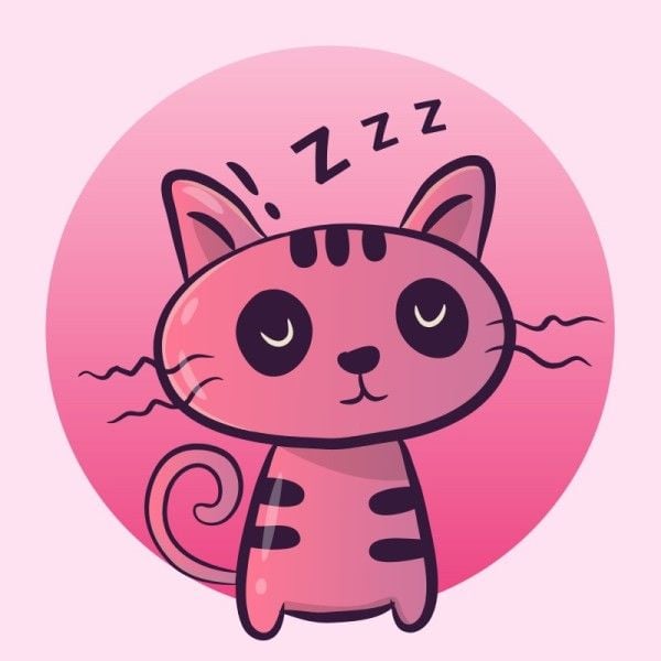 anime, tired, animated, Pink Cute Sleeping Cat Funny Discord Profile Picture Avatar Template