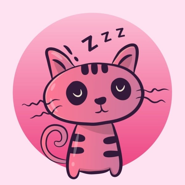 Pink Cute Sleeping Cat Funny Discord Profile Picture