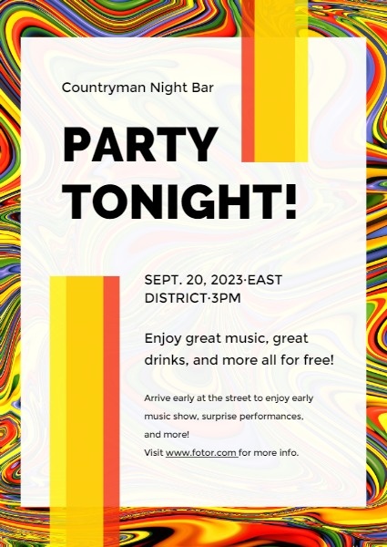 Bar Party Marble Ink Design Invitation