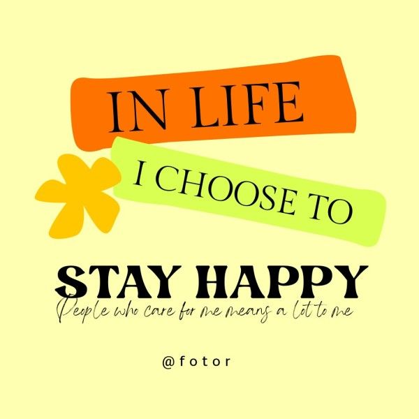 social media, cute, cartoon, Yellow Quote About Life And Attitude  Instagram Post Template