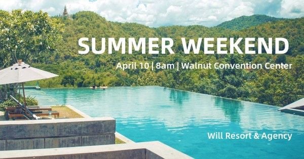  cover photo, date, address, Hawaii Summer Weekend Facebook Event Cover Template