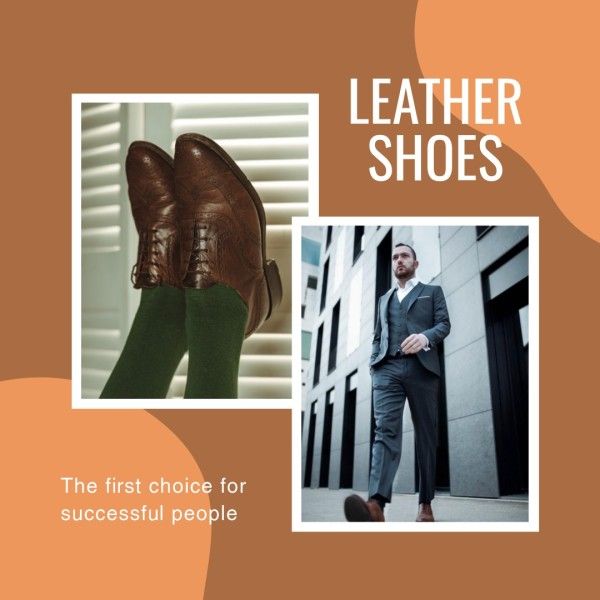 social media, shoes, suite, Brown Men Leather Business Collection Sale Instagram Post Template