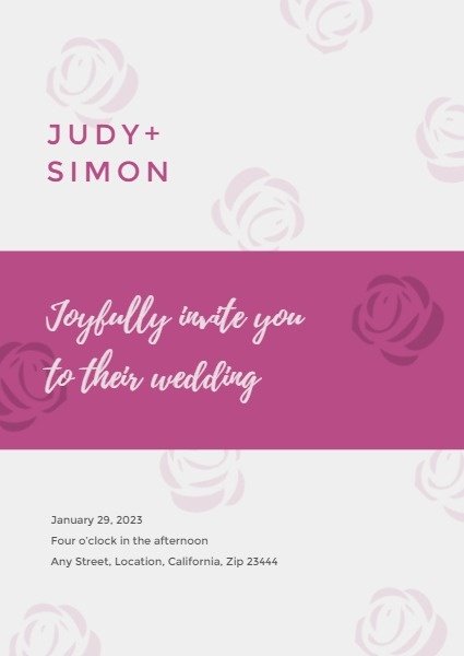 Purple Rose Wedding Invitation Invitation