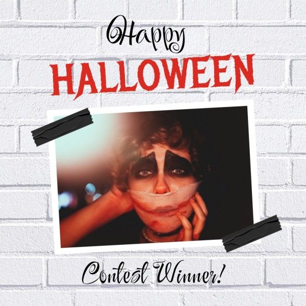 holiday, photo collage, simple, White Brick Wall Background Halloween Contest Winner Photo Instagram Post Template