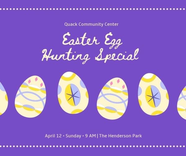 celebrate, celebration, happy, Purple Easter Egg Hunting Facebook Post Template
