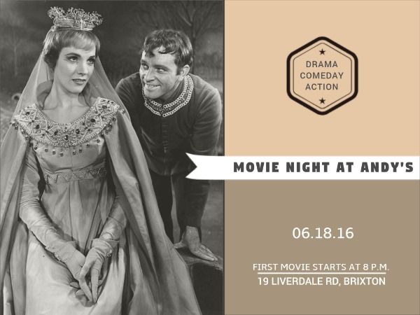party, event, comedy, Movie night invitation Card Template