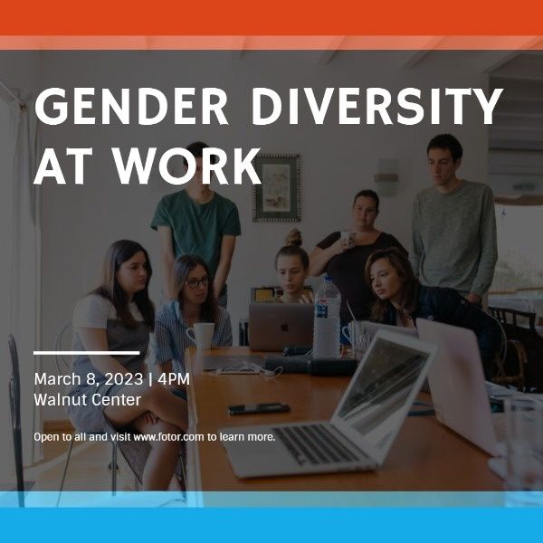 equal, equality, office, Grey Gender Diversity At Work Poster Instagram Post Template