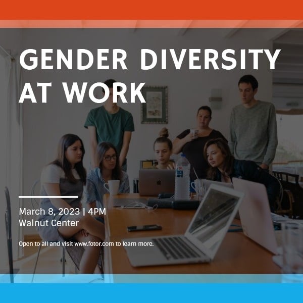 Grey Gender Diversity At Work Poster Instagram Post