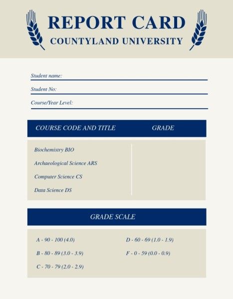 business, company, official, Gray University Report Card Template