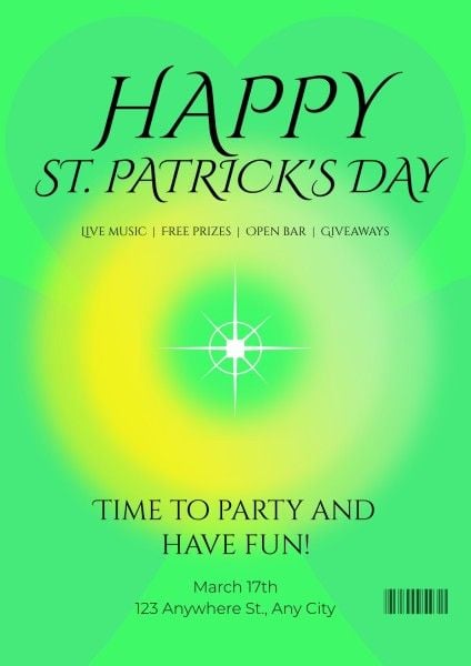st patricks day, happy st patricks day, st. patrick, Green Gradient Saint Patricks Day Party Event Poster Template