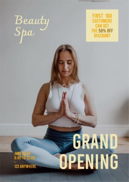 Yoga Class Grand Opening Flyer