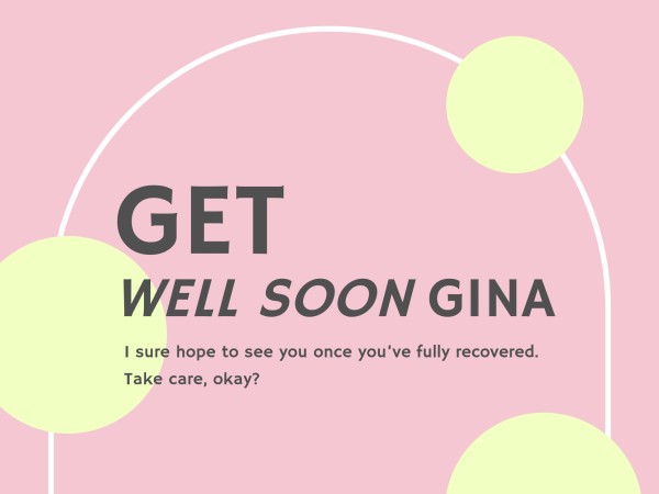 Pink Get Well Soon Card