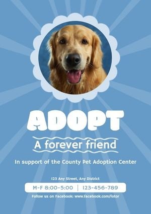animal, pet, service, Blue Adoption Center Poster Template