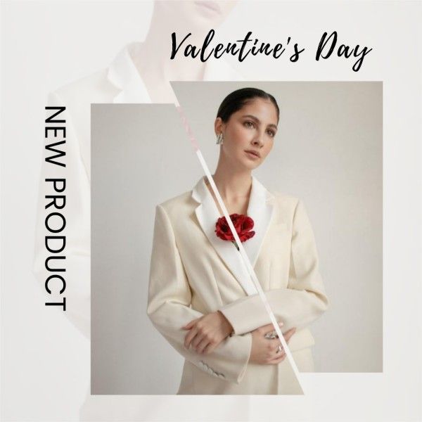 cloth, social media, business, White Woman Wearing Valentine's Day Fashion Sale Instagram Post Template