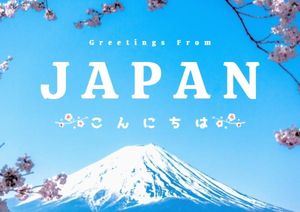 Blue Japan Travel Postcard