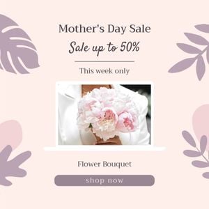 mothers day, mother day, promotion, Pink Abstract Mother's Day Sale Instagram Post Template