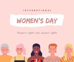 march 8, greeting, celebration, Pink Cartoon International Women's Day Facebook Post Template