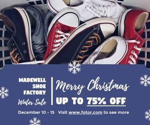 discount, business, marketing, Christmas Shoe Store Sales Large Rectangle Template