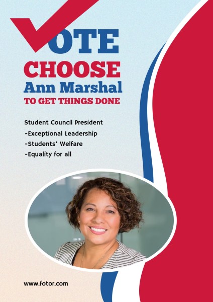 Red And Blue Student Council President Vote Poster