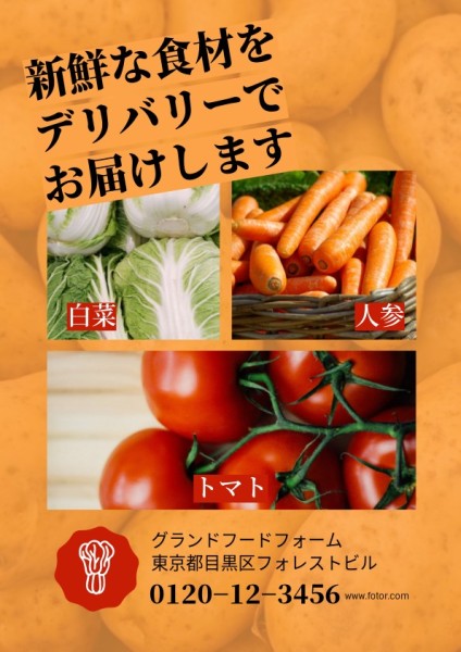 オレンジ野菜日本語広告 チラシ