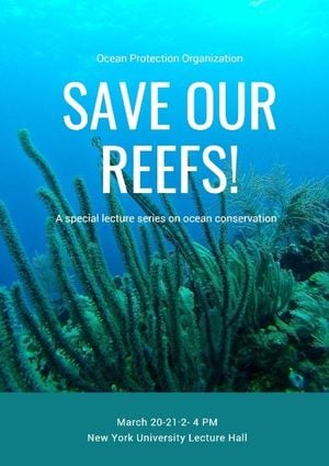recycle, environment protection, sea, Simple Ocean Reefs Protection Poster Template