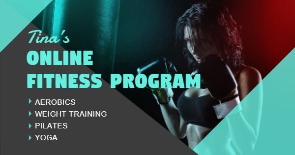 online program, yoga, weight training, Fitness program Facebook Ad Medium Template