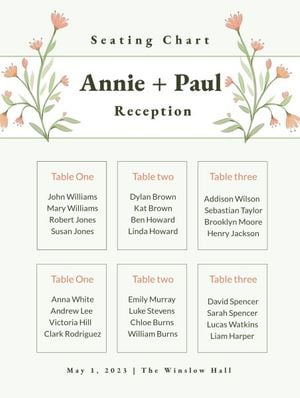 party, gathering, people, Pink Flower Seating Chart Template