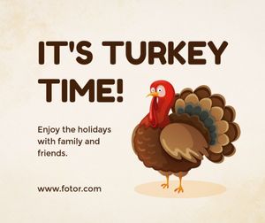 turkey, happy, wishes, Orange Thanksgiving Celebration Facebook Post Template