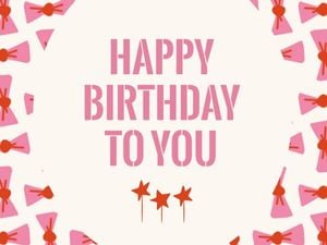 Pink Cartoon Birthday Greeting Card