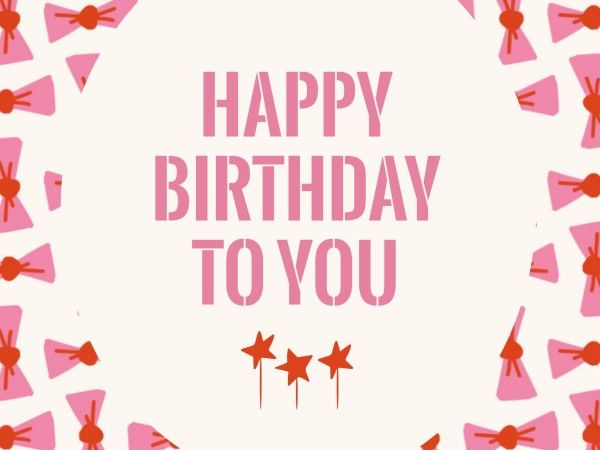 happy birthday, love, wish, Pink Cartoon Birthday Greeting Card Template
