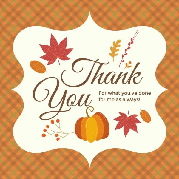 wishes, quote, friend, Thanksgiving Thank You Card Instagram Post Template