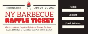 bbq, food, raffle ticket, Black And Yellow Barbecue Restaurant Coupon Ticket Template