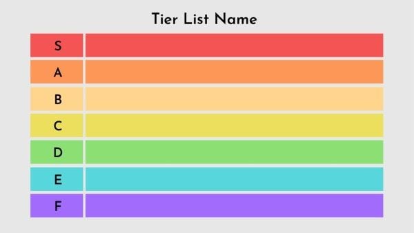 grid, sheet, ranking, Colorful Blank Tier List Youtube Thumbnail Template