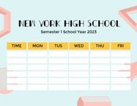 Pink And Blue Background Class Schedule