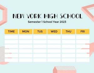 term, semester, blank, Pink And Blue Background Class Schedule Template