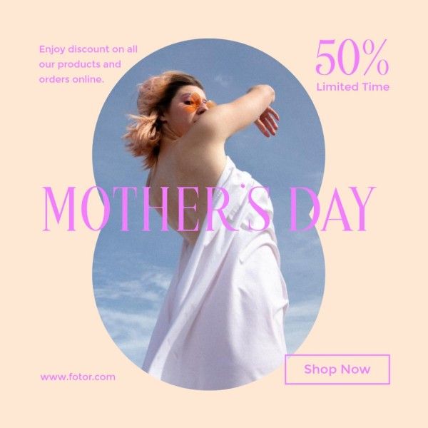 mothers day, mother day, promotion, Pink And Beige Modern Mother's Day Sale Instagram Post Template