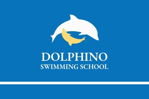 team, club, swimming school, Blue Simple Dolphin Flag Template