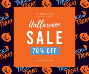 horror, spooky, fun, Orange Halloween Sale Promotion Facebook Post Template