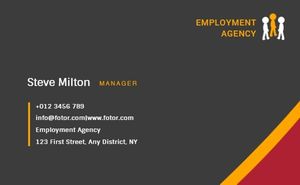 job, work, recruitment, Red And Black Employment Agency Business Card Template