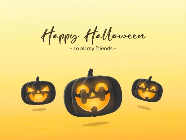 celebration, spooky, festival, Yellow Illustration 3d Pumpkin Happy Halloween Greeting Card Template