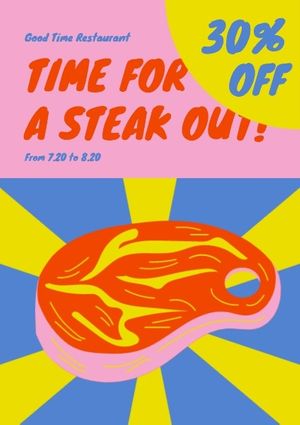 food, steak, beef, Retro Restaurant Sales Poster Template