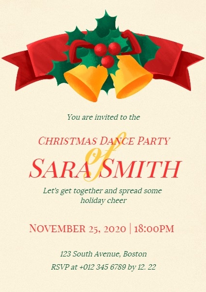 Yellow Christmas Dance Party Invitation
