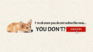 Beige Funny Meme Subscribe Button Youtube Banner Youtube Channel Art
