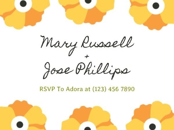 engagement party, engagement, proposal, Yellow Flowers Card Template