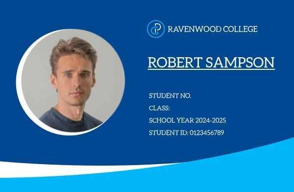contact, potrait, man, Blue College Student Work Pass ID Card Template
