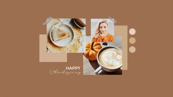 greeting, fall, photo collage, Brown Thanksgiving Day Autumn Moodboard Desktop Wallpaper Template