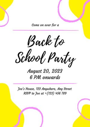 gathering, autumn, study, Yellow Back To School Party Invitation Template